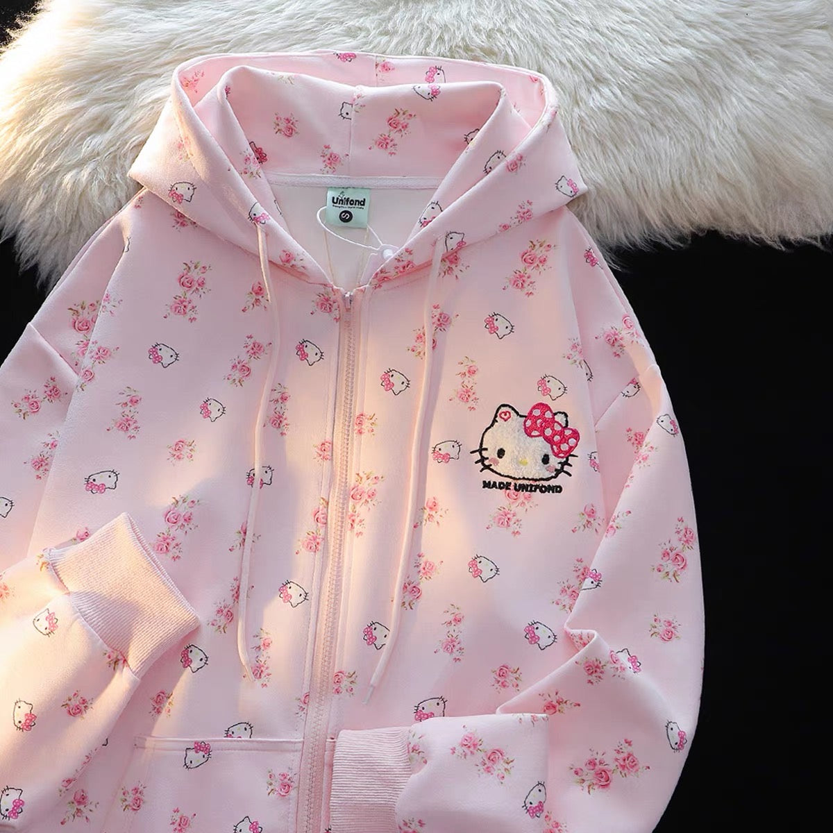 Hello Kitty Flower Print Hoodie Jacket