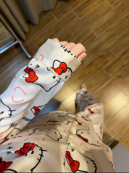 Full of Kitty Silky Spring Pajama Set
