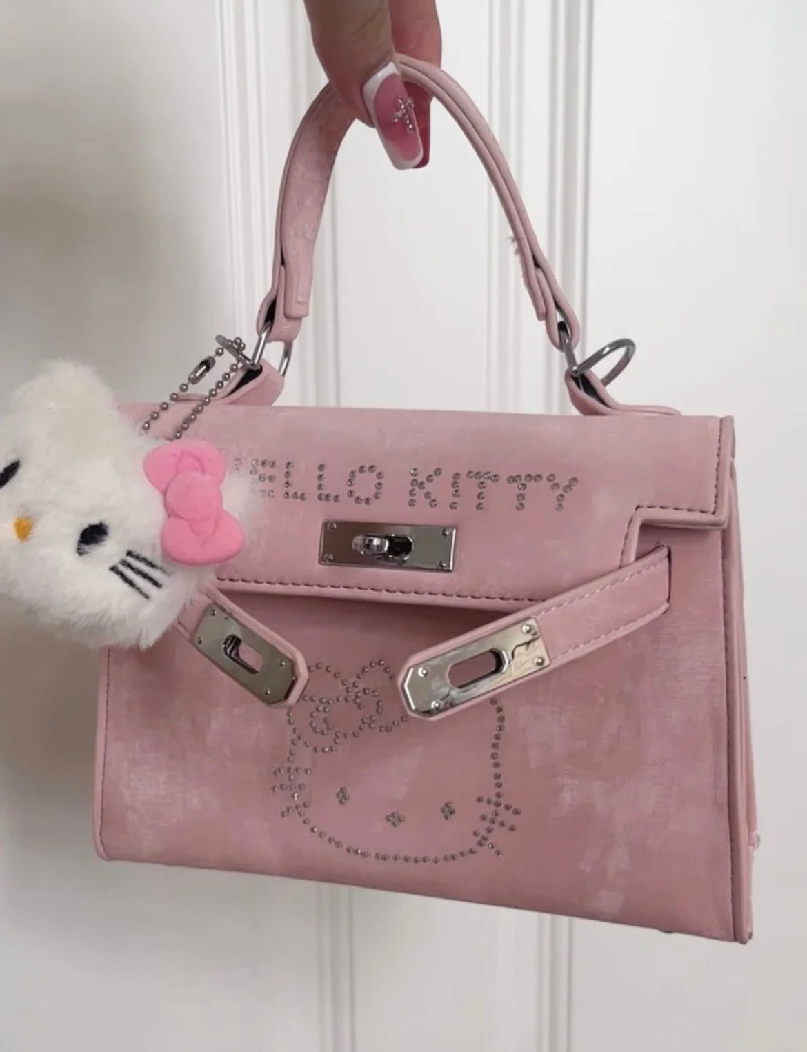 Hello Kitty Pinky Handbag - handmade diamond decor