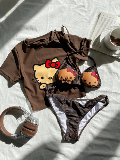 Hello Kitty Leopard print Bathing Suit - 3 piece