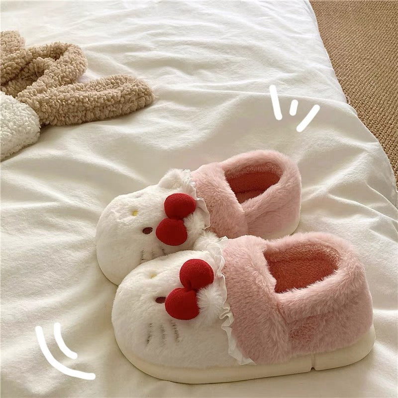 Hello Kitty Fluffy UGG Slippers (Pink)