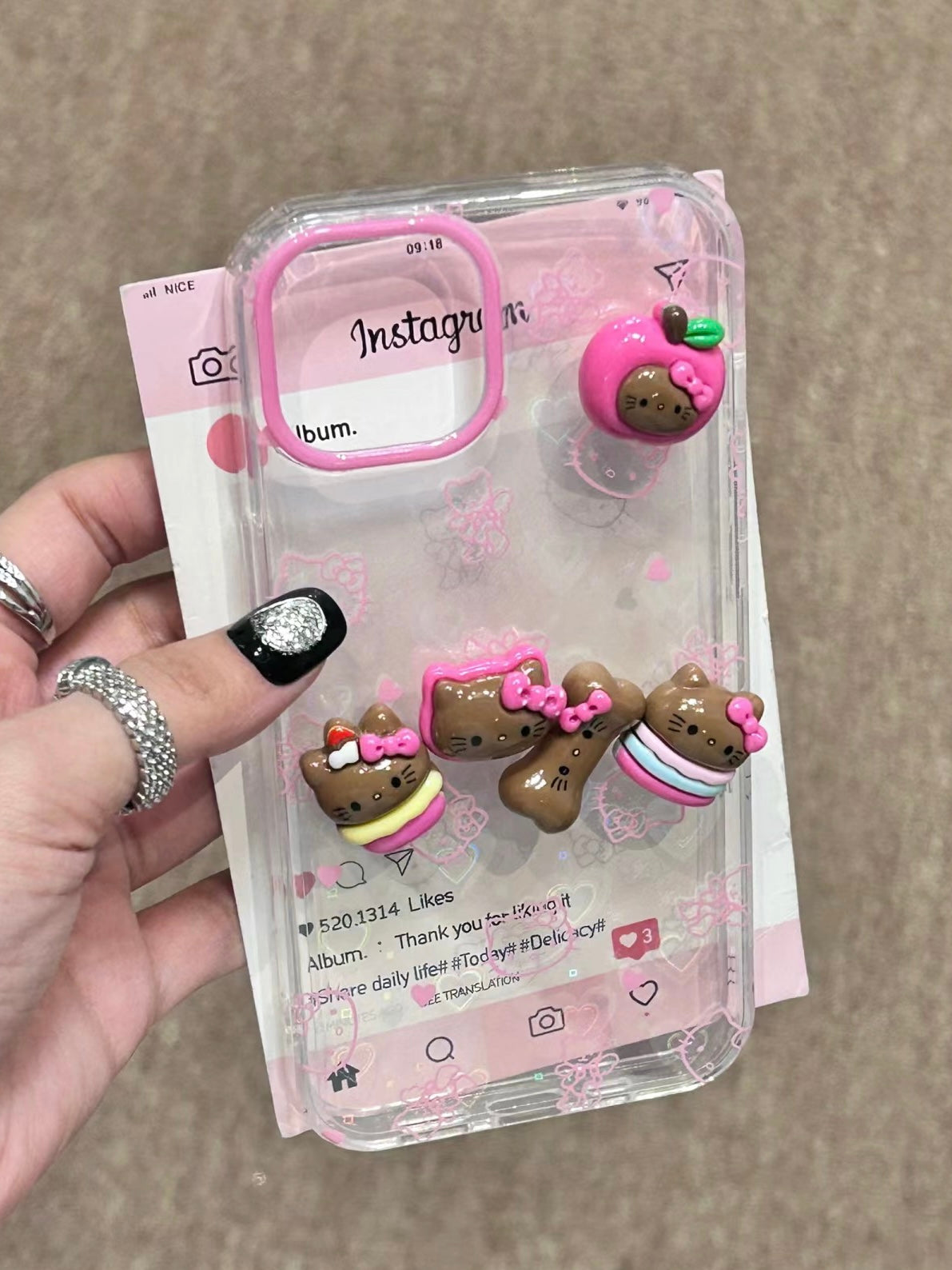 Kitty Bestie Phone Case with 3D ornaments