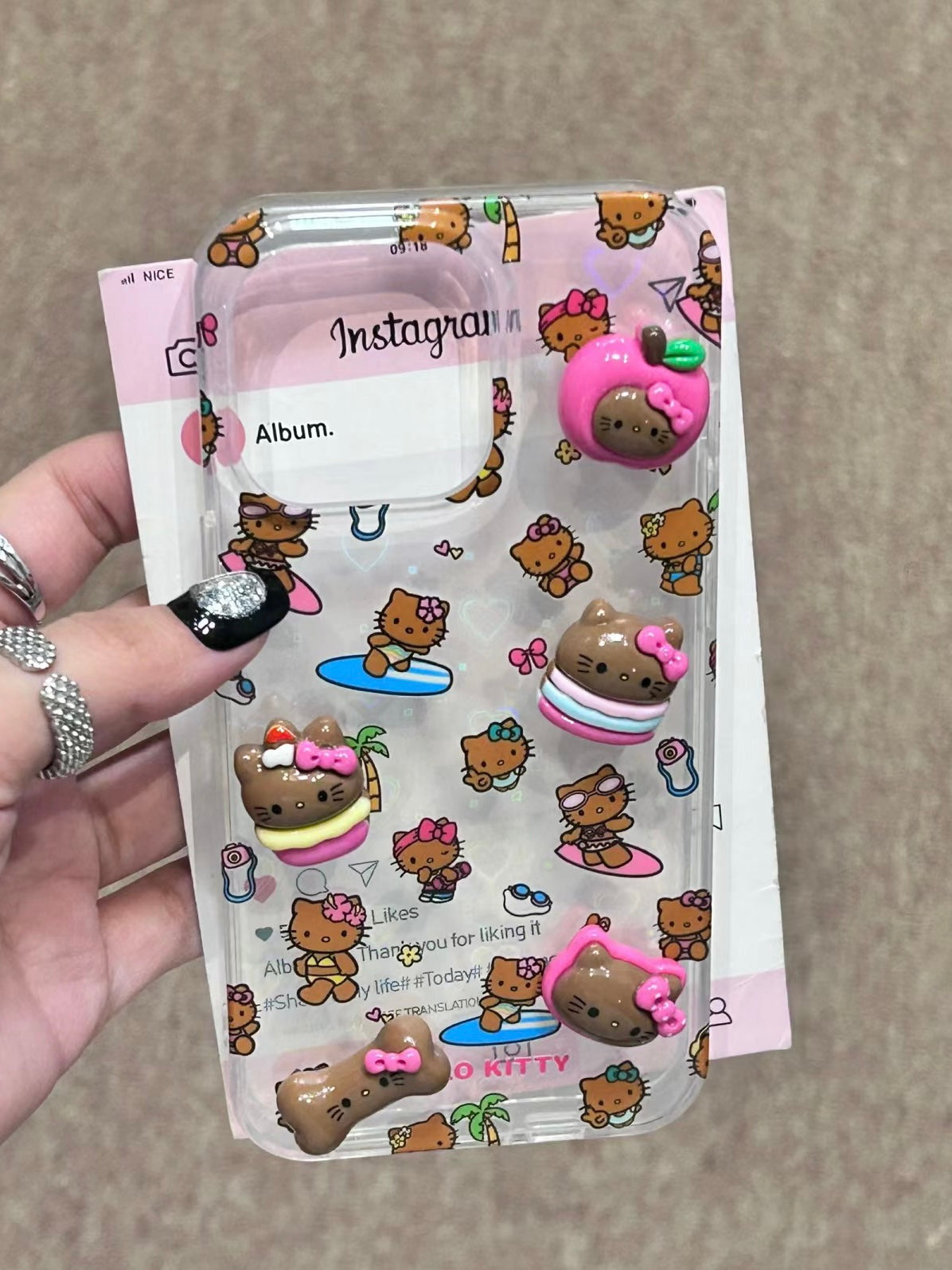 Kitty Bestie Phone Case with 3D ornaments