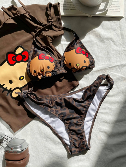 Hello Kitty Leopard print Bathing Suit - 3 piece