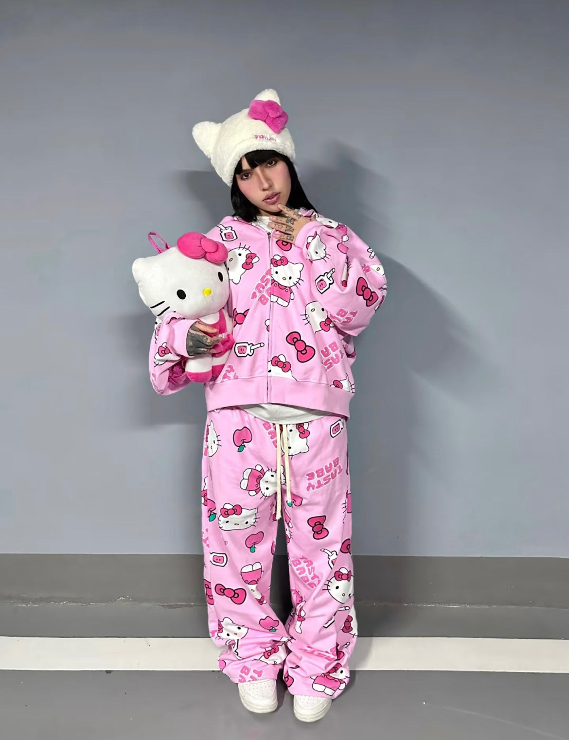 High Quality Y2K Full of Kitty Hoodie Set