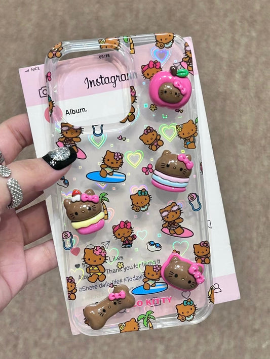 Kitty Bestie Phone Case with 3D ornaments