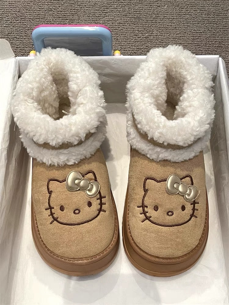 Hello Kitty Fluffy Snow Boots with golden bow