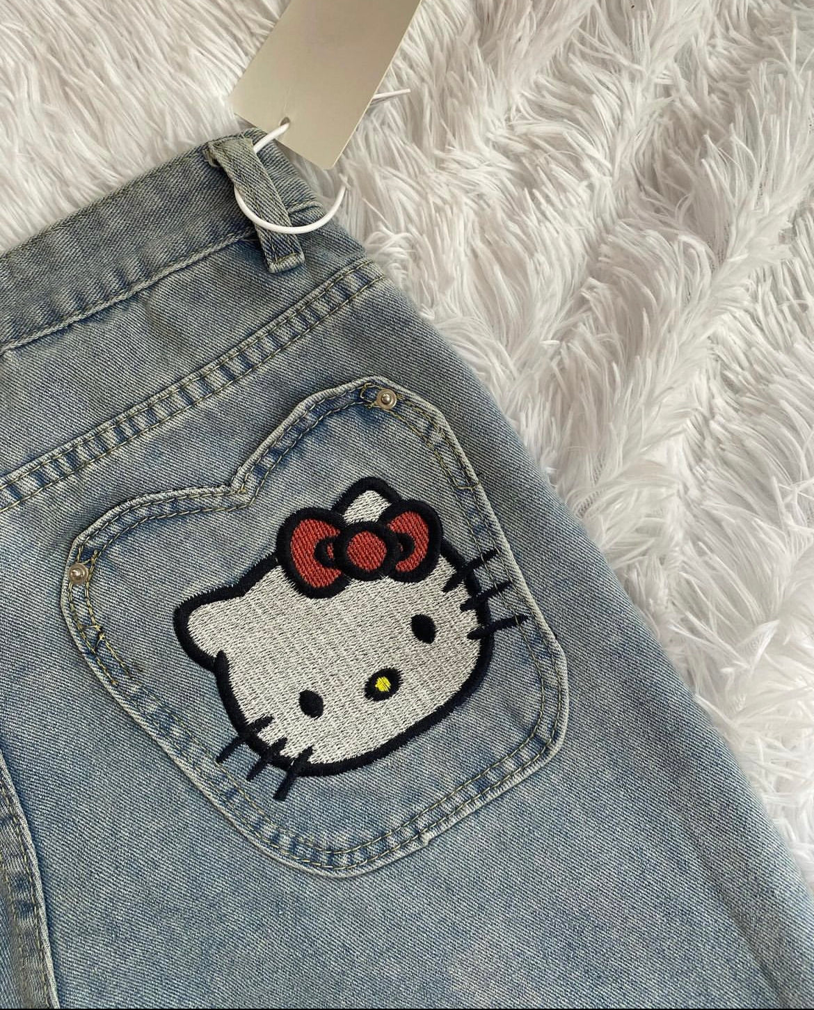 Vintage streetwear jeans - with kitty on the pocket