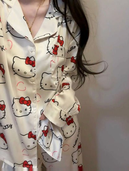 Full of Kitty Silky Spring Pajama Set