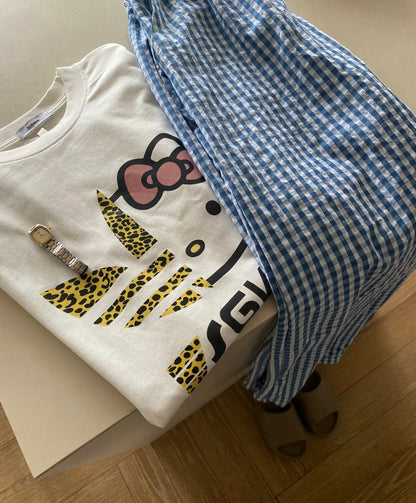 Hello Kitty Fashion Tee - leopard print combination