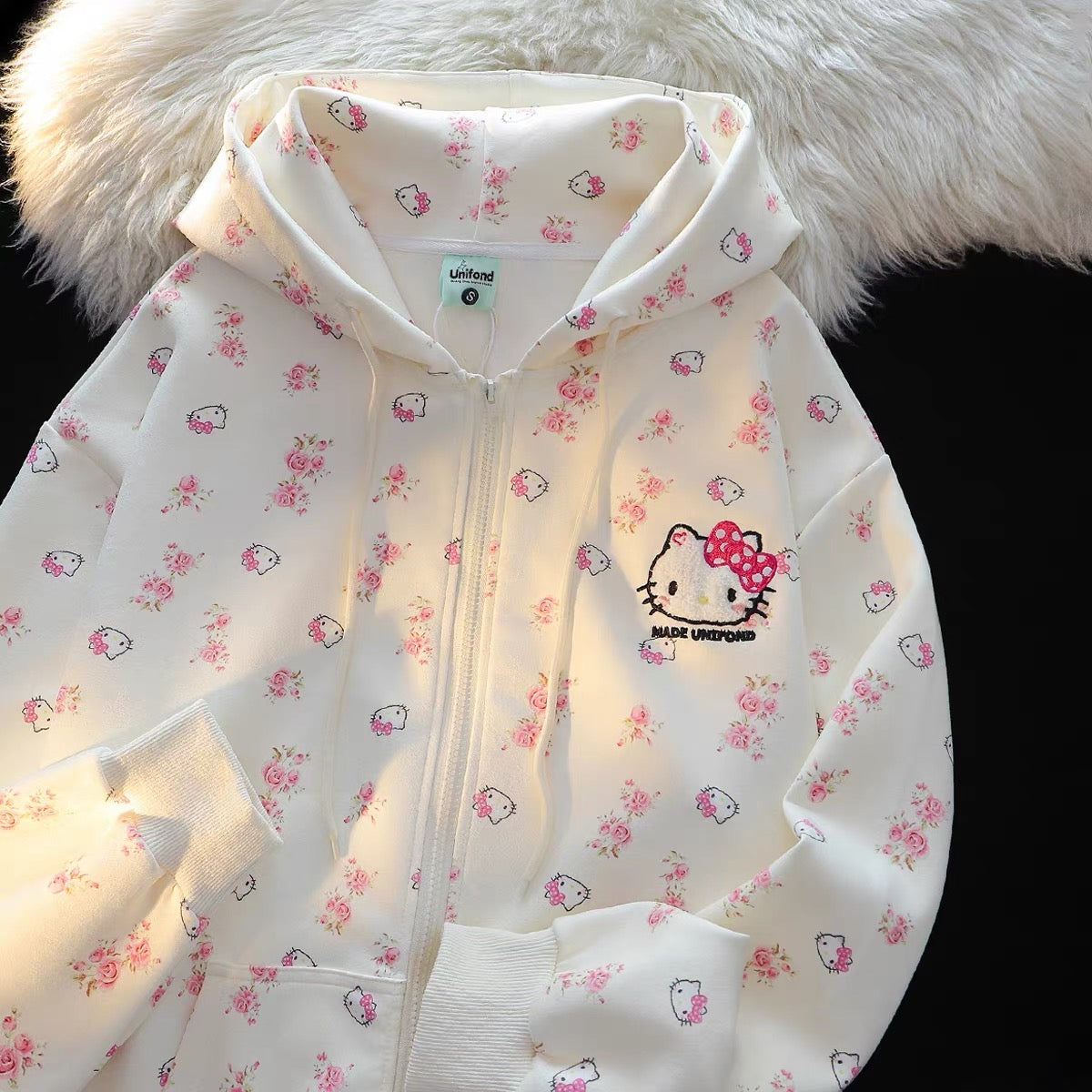 Hello Kitty Flower Print Hoodie Jacket