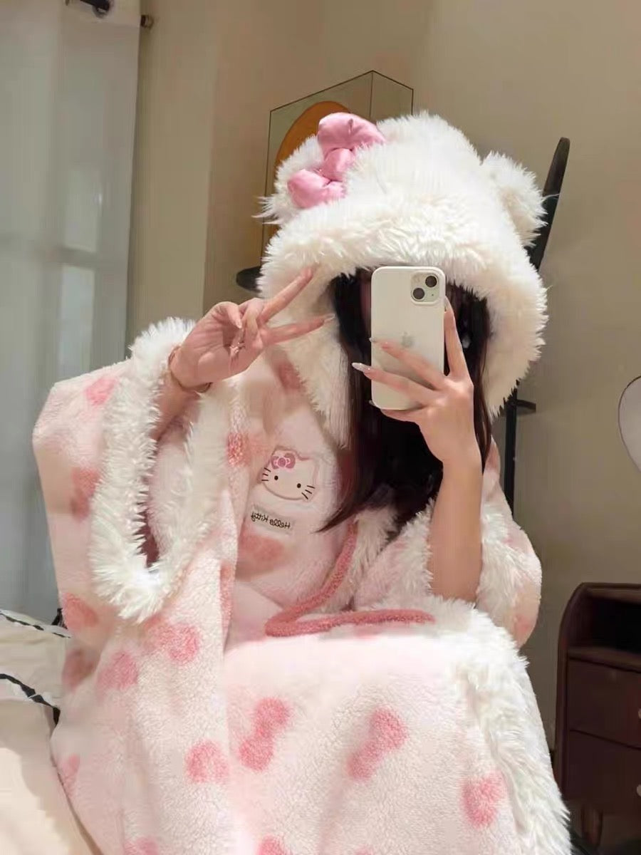 Pinky Kitty Fluffy Blanket