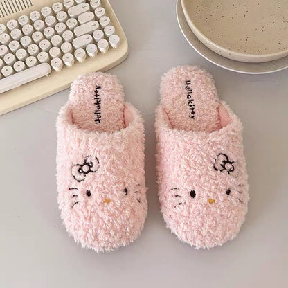 Fuzzy Kitty Slippers- flat v.
