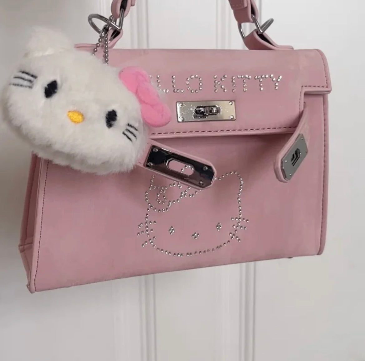 Hello Kitty Pinky Handbag - handmade diamond decor