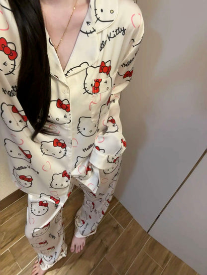 Full of Kitty Silky Spring Pajama Set