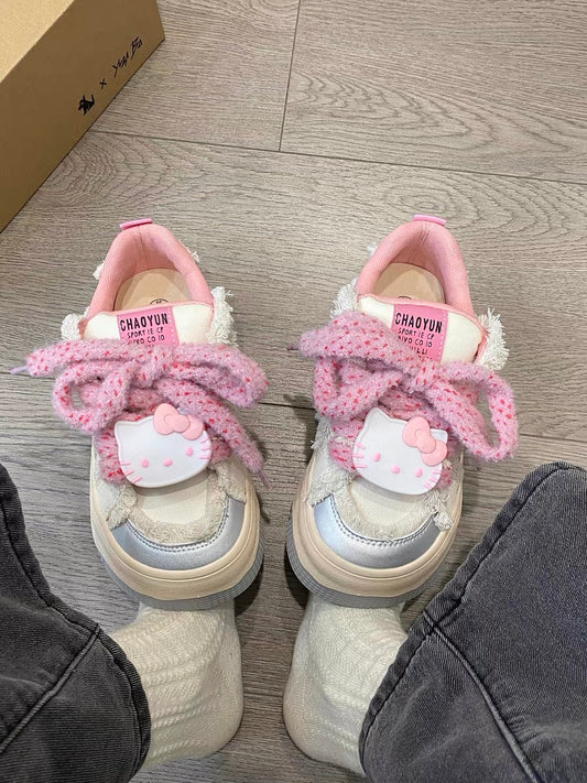 Hello Kitty Y2K sneakers- Silver