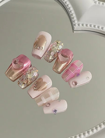 Press On Nails- Pink Crystal