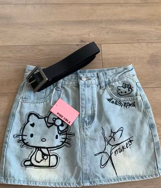 Printed Kitty Icon Skirt