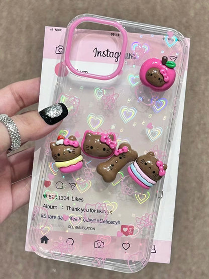 Kitty Bestie Phone Case with 3D ornaments