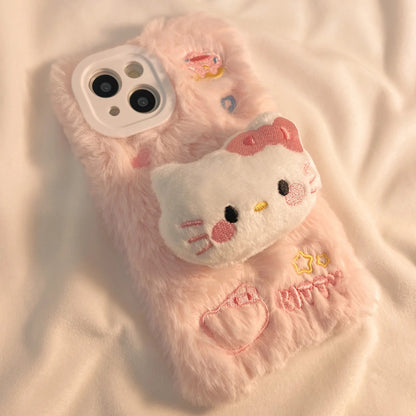 Hello Kitty Fluffy phone case-with head