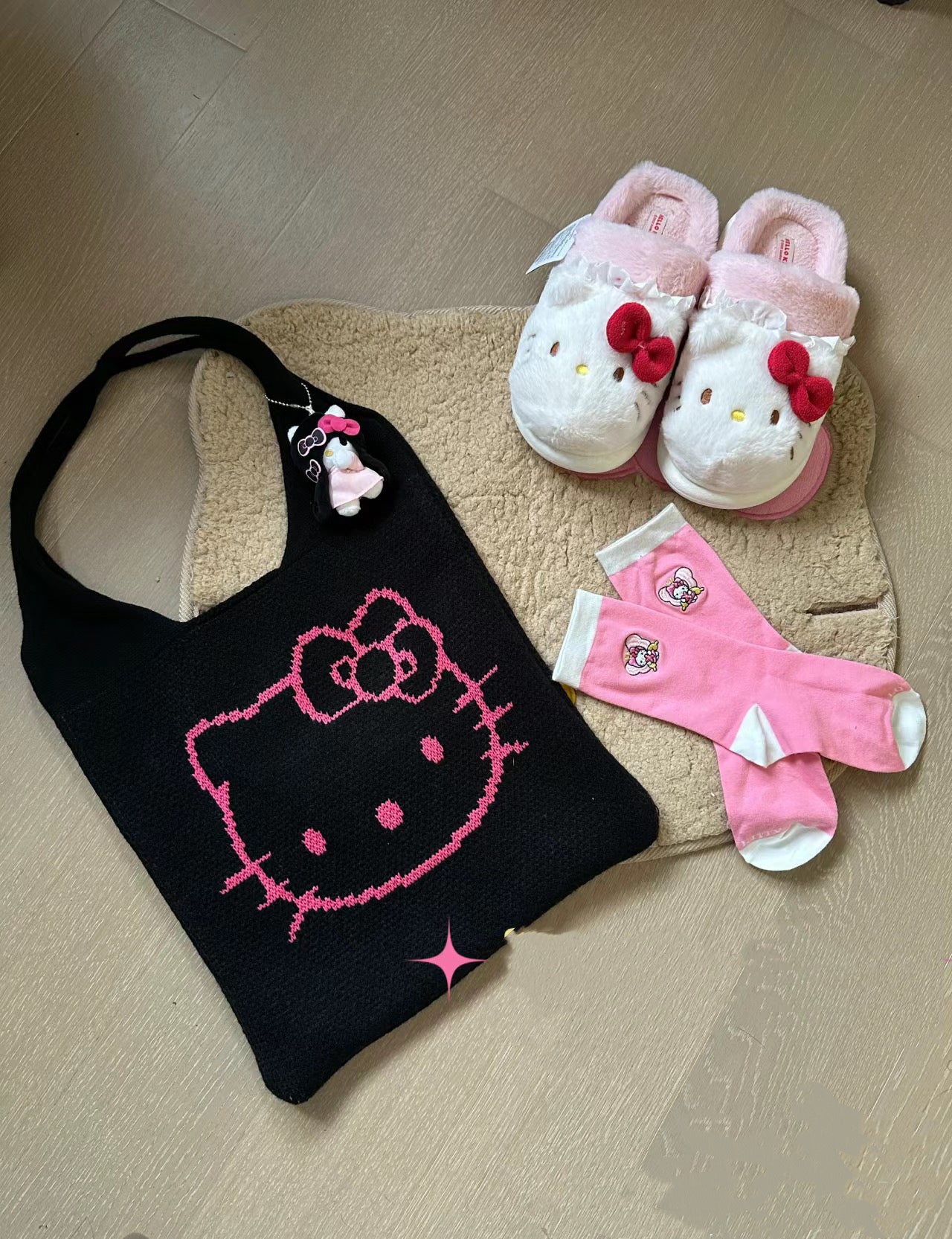 Hello Kitty Knitting Bag- Black Pink